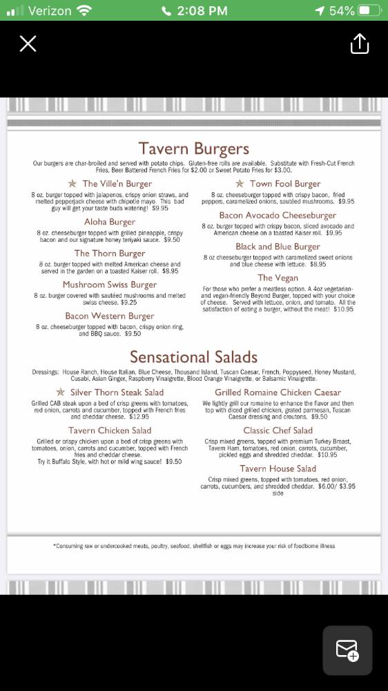 Silver Thorn Tavern Menu image 4